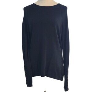 J Mclaughlin Women M Sweater Pullover Top Cabincore Comfortcore Button Embellish